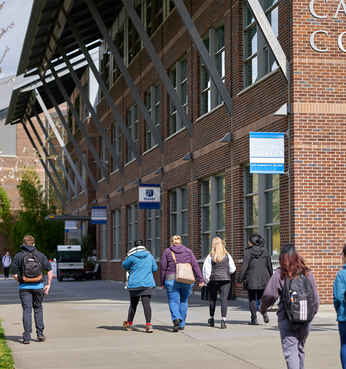 Students walking on campus